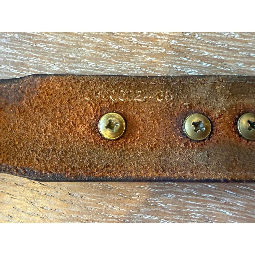 Vintage Brown Leather Silver Accent Western Cowboy Belt Men size 36 - Picture 5 of 10